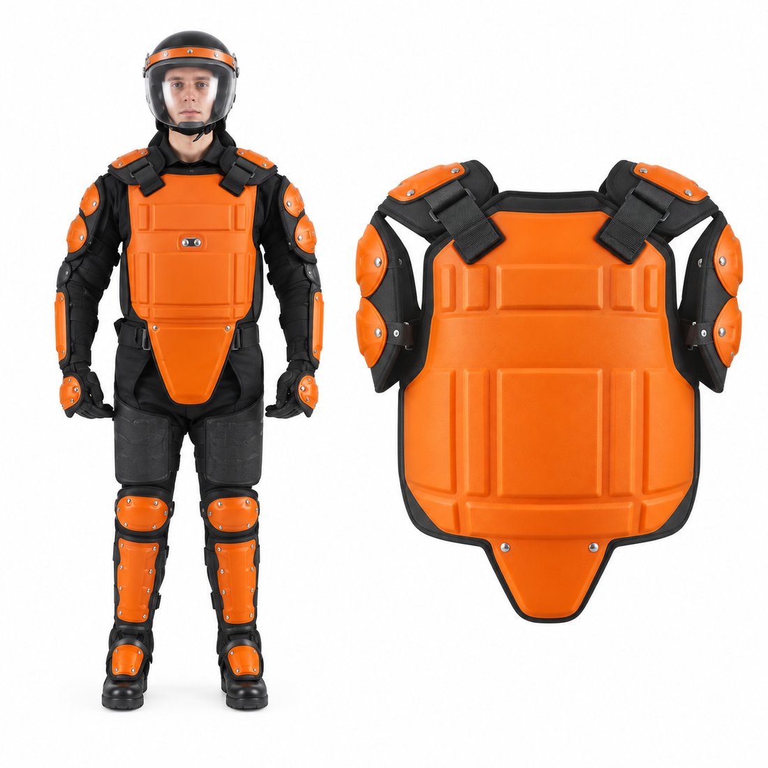 Army ABS And PC Plastic Anti Riot Armour Hard Shell With Foam Inner Padding