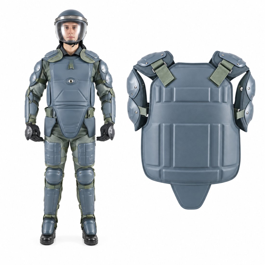 Army All Black Police Anti Riot Suit With T Baton / Military Riot Control Kit