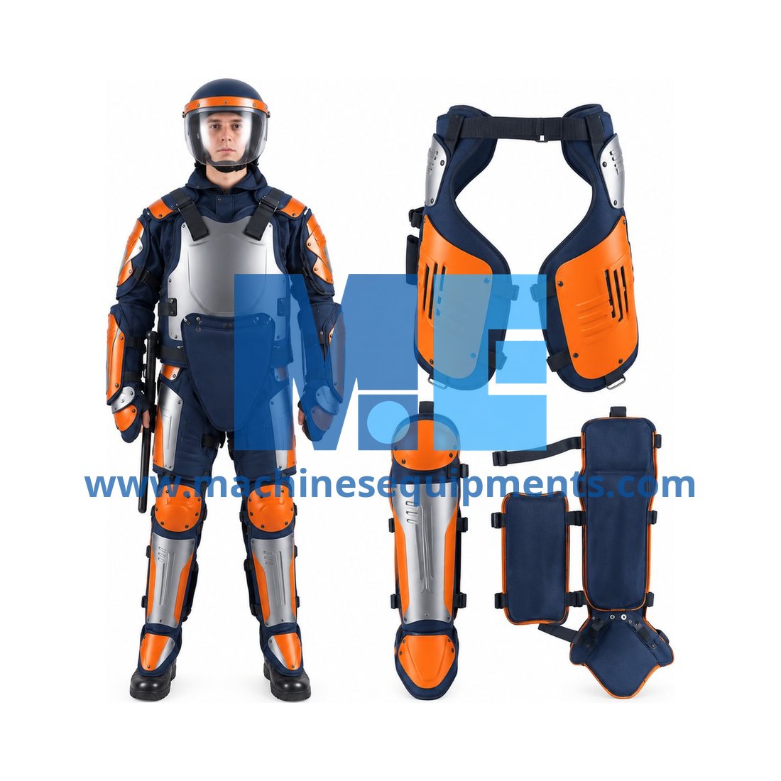 Army Free Size Riot Gear Body Armor , Black Military Body Armor With T Baton — Army Equipment
