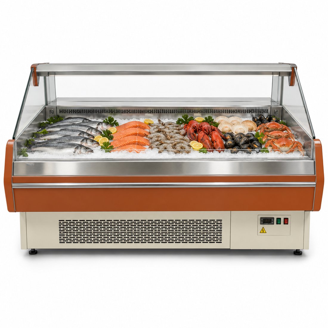 Stainless Steel Open Fish and Seafood Display Refrigerator