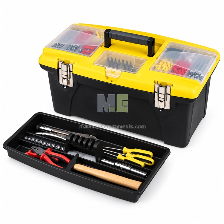 Jumbo Tool Box With 2 Pull Out Organizers, Bit Holder and Metal Latches